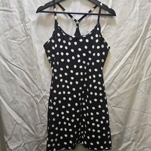 Outdoor Voices Black White Polka Dot Tennis Dress Racerback Pocket Shorts Medium